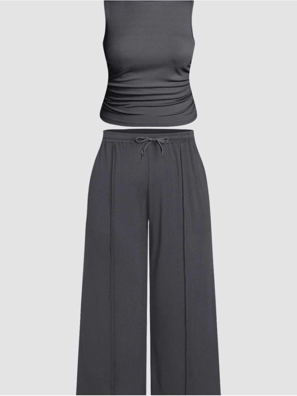 Cider Wide-Leg Drawstring Pants - Charcoal